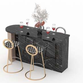 现代吧台吧椅组合3D模型下载